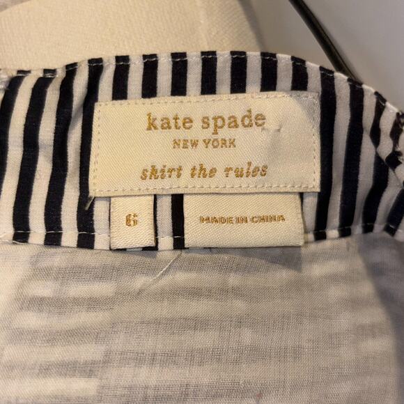 Kate Spade 'Skirt the Rules' Navy-White Striped/Floral Eyelet/Size 6/with belt - Picture 2 of 2